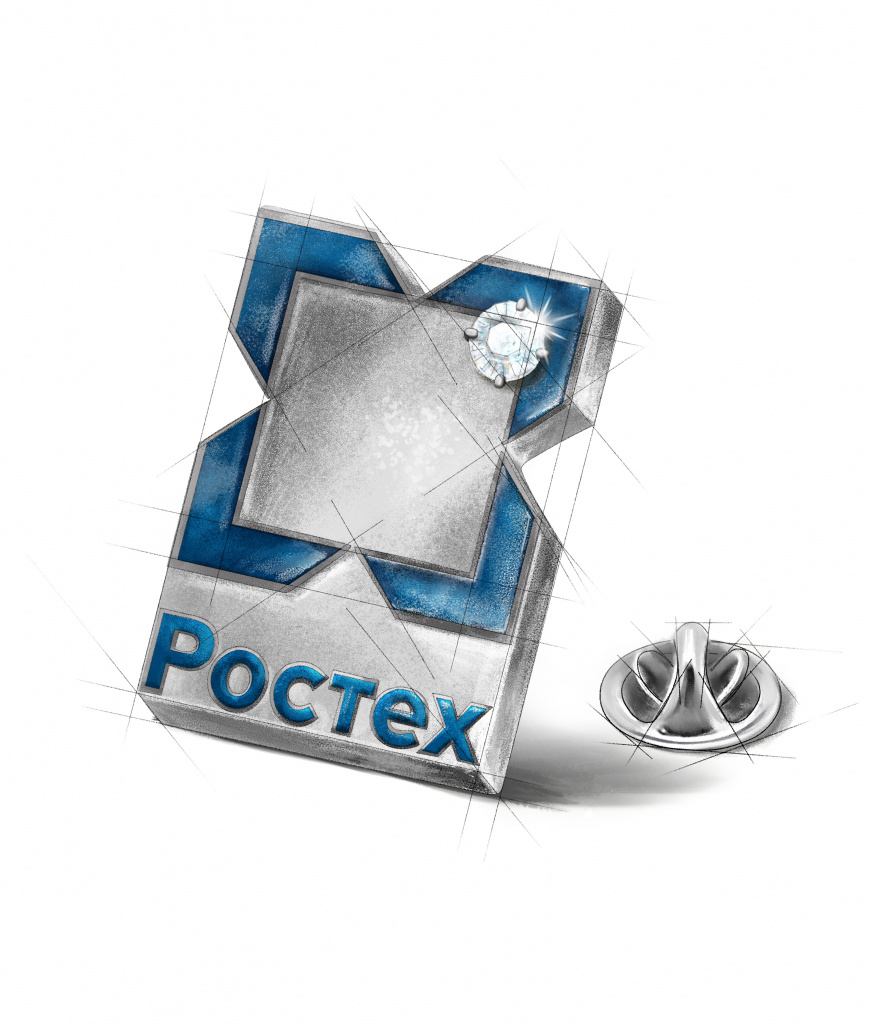 Значок Ростех с инкрустацией